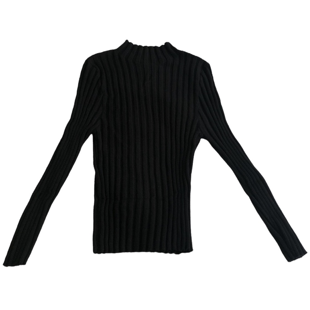 Black Mock Neck Ribbed Long Sleeve